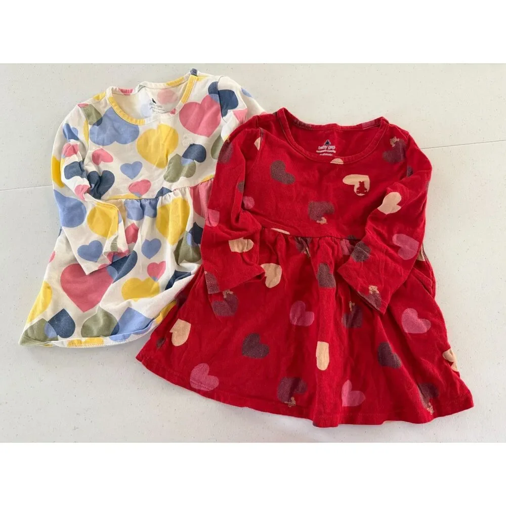 Baby Gap Girls Dress Lot of 3 Heart/Floral Dresses size 18-24 months